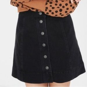 Madewell Metropolis Snap Black Denim Skirt